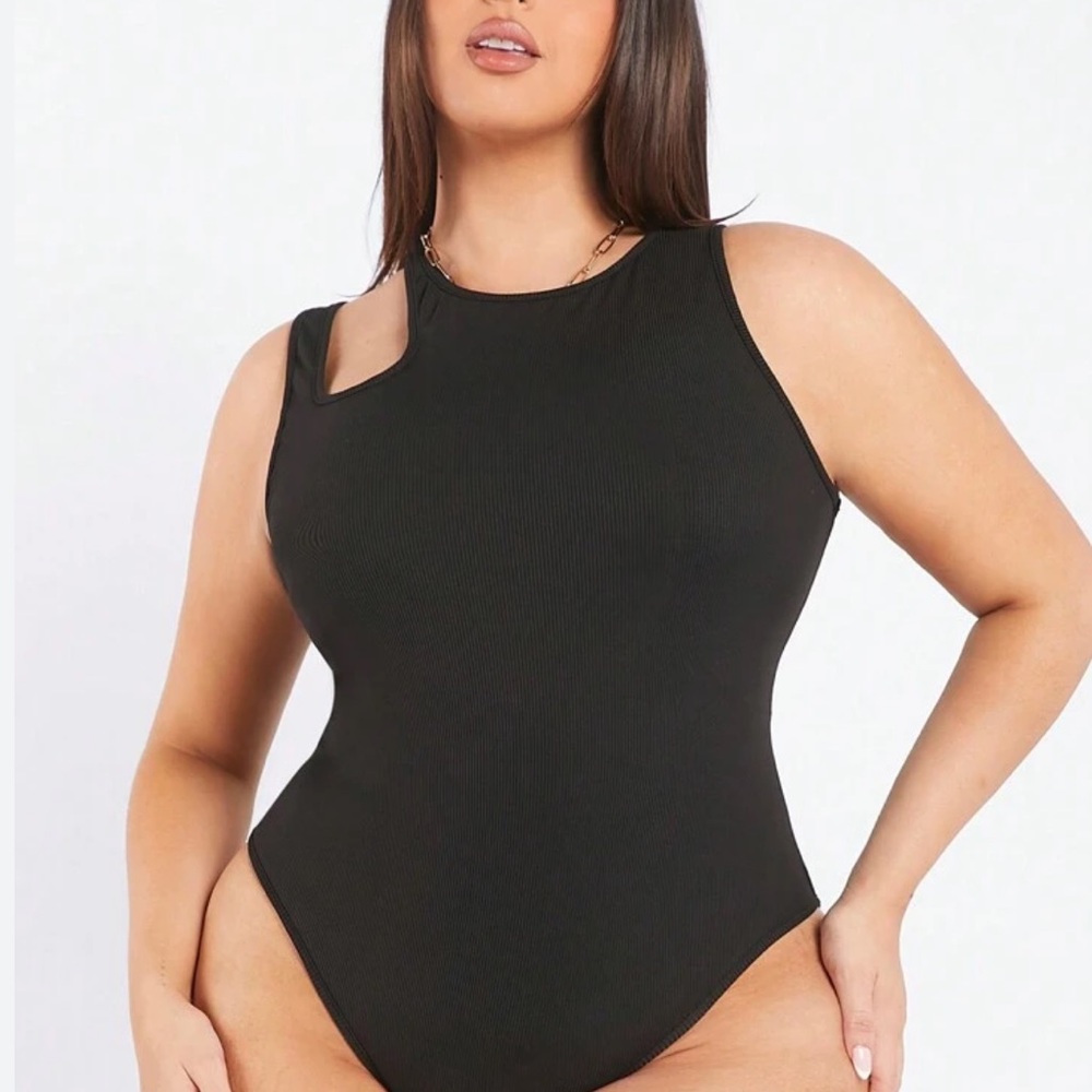 SHEIN Curve Hallow Out Body Suit Beige Size 1X